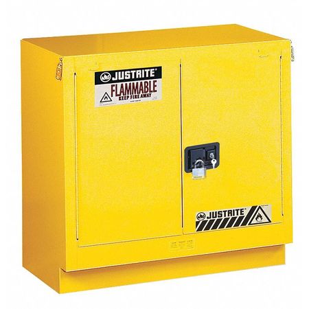 JUSTRITE Flammable Safety Cabinet, 23 gal., Yellow, Depth: 21-5/8" 883620