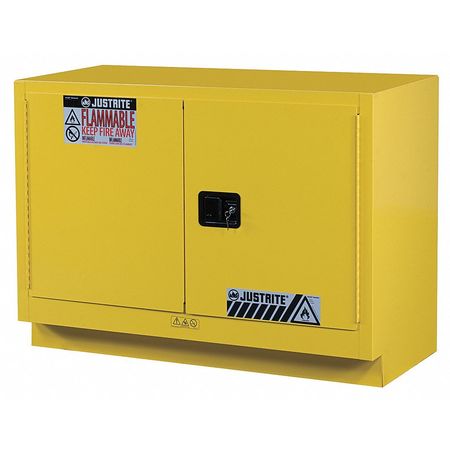 JUSTRITE Flammable Safety Cabinet, 31 gal., Yellow 884800