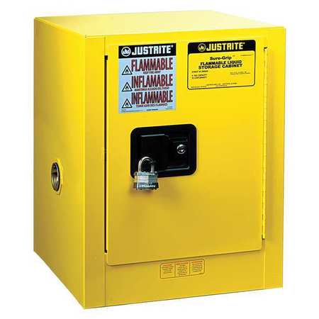 JUSTRITE Flammable Safety Cabinet, 4 gal., Yellow 8904205