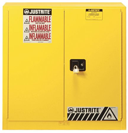 Justrite Flammable Safety Cabinet, 30 gal., Yellow 893300
