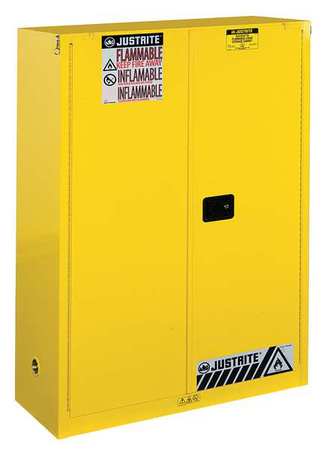 Justrite Flammable Cabinet, 60 gal., Yellow 894530