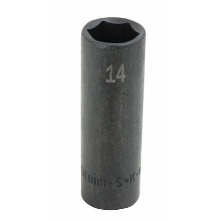 SK PROFESSIONAL TOOLS 3/8 in Drive Impact Socket Deep Socket, Black Phosphate 8933