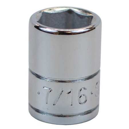 SK PROFESSIONAL TOOLS 1/4 in Drive, 7/16" 6 pt SAE Socket, 6 Points 40914