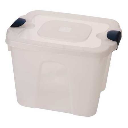 HOMZ Storage Tote, Clear/Navy, Polypropylene, 19 in L, 15 3/4 in W, 13 1/2 in H, 10 gal Volume Capacity 8510GRCL.10