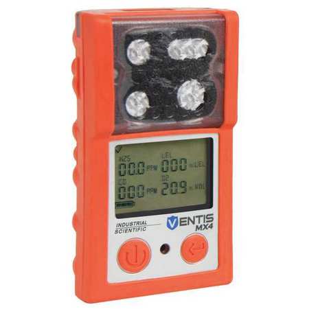 INDUSTRIAL SCIENTIFIC Multi-Gas Detector, 8 hr Battery Life, Orange VTS-L1233001101