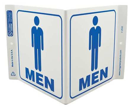 Zing Restroom Sign, Men V-Shape, Plastic, 2532 2532