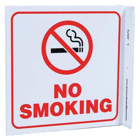 ZING No Smoking Sign, 7 in Height, 7 in Width, Plastic, L-Shape Projection, English 2573