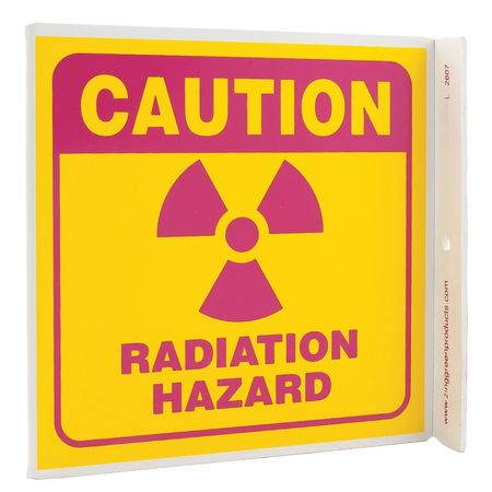 ZING Caution Radiation Sign, 7 in Height, 7 in Width, Plastic, L-Shaped, English 2607