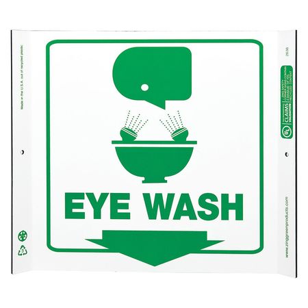 ZING Eye Wash Sign, 10 in Height, 10 in Width, Plastic, English 2636