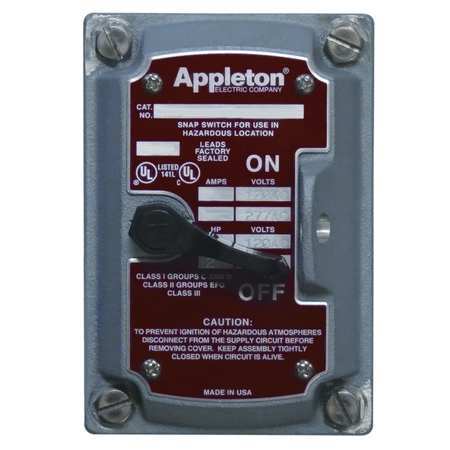 Appleton Electric Switch Cover, 1-Pole or 2-Pole, 1Gang, A EDSF12