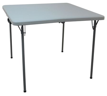 ZORO SELECT Square Folding Table, 36" W, 36" L, 28" H, Blow Molded Polyethylene Top, Gray 13V433
