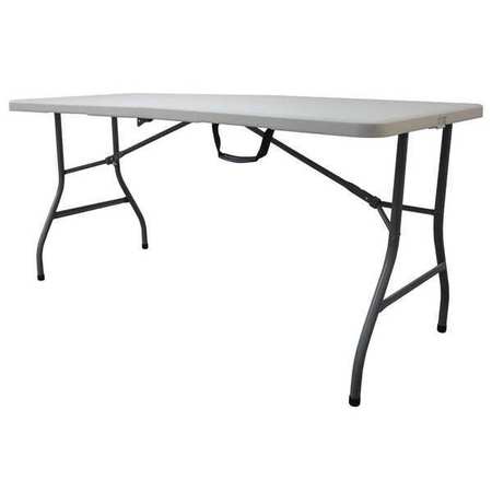 ZORO SELECT Rectangle Folding Table, 30" W, 61" L, 29" H, Blow Molded Polyethylene Top, White 13V434