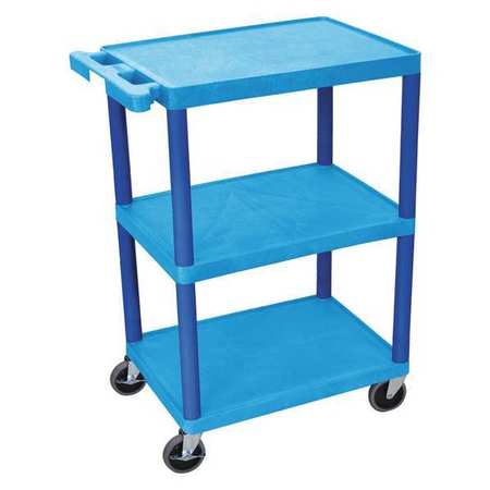 Zoro Select High Density Polyethylene (Shelf)/Polyvinyl Chloride (Leg) Utility Cart with Lipped Plastic Shelves BUSTC222BU