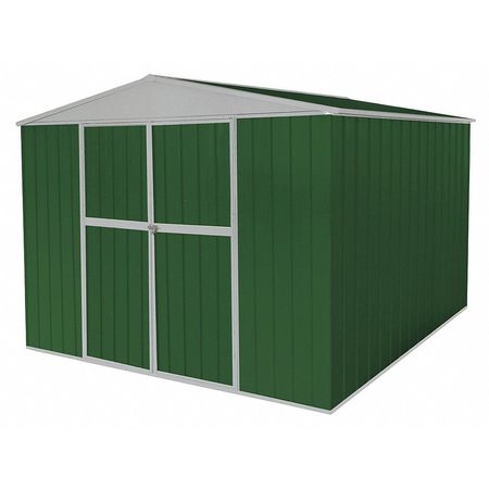 Zoro Select 653 cu ft Steel Outdoor Storage Shed, Green 13X117