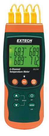 EXTECH Thermocouple Thermometer, 4 Input SDL200-NIST