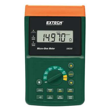 EXTECH Micro Ohm Meter, 60m Ohms-6000 Ohms UM200