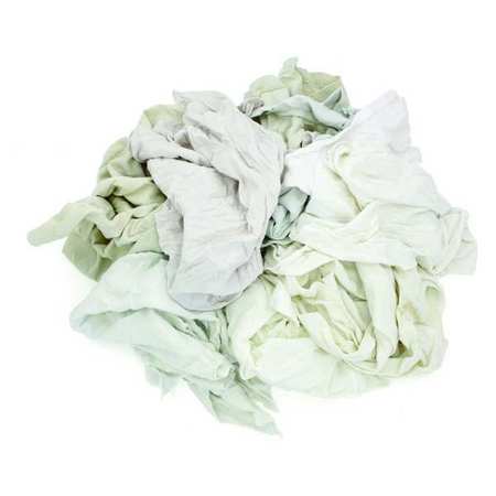 ZORO SELECT Recycled Cotton T-Shirt Rags 25 lb. Varies, White 340-25N