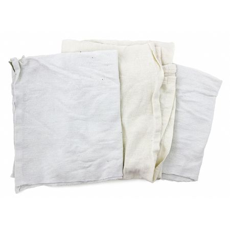 ZORO SELECT Recycled Cotton Flannel Cloth Rag 25 lb. Varies Sizes, White 13Y366