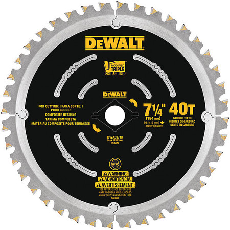 Dewalt 7 1/4" 40T Composite Decking Saw Blade DWA31740
