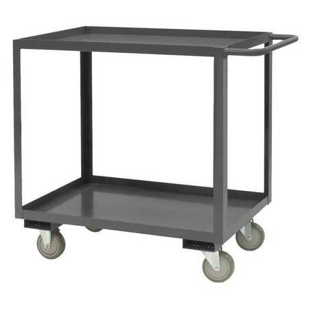 ZORO SELECT Utility Cart with Lipped Metal Shelves, Steel, Flat, 2 Shelves, 1,200 lb RSC-2448-2-95