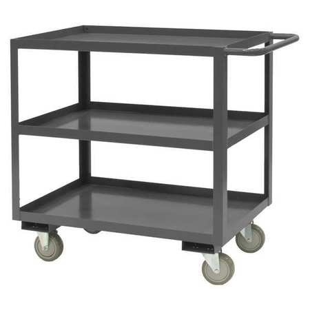 ZORO SELECT Utility Cart with Lipped Metal Shelves, Steel, Flat, 3 Shelves, 1,200 lb RSC-1836-3-95