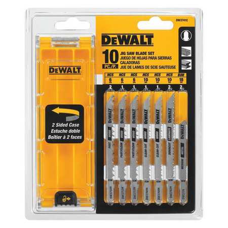 Dewalt 10 Pc. T-Shank Jig Saw Blade Set with Case DW3741C