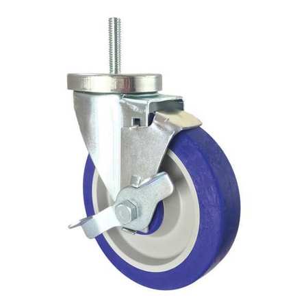 CC CREST Swivel Stem Caster, Side Strap, Rubber, 5", Overall Height: 6" CDP-Z-267