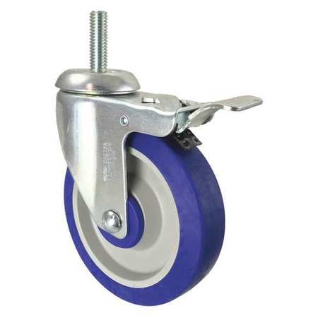 CC CREST Swivel Stem Caster, Total Lock, Rubber, 5", Overall Height: 6" CDP-Z-270