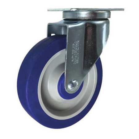CC CREST Swivel Plate Caster, Blue Rubber, 5" CDP-Z-262