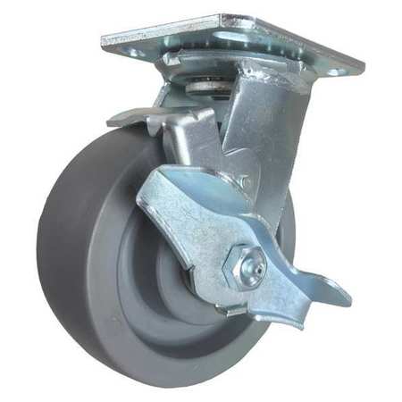 CC NYLEX Swivel Plate Caster, w/Brake, SideStrap, 5" CDP-Z-200