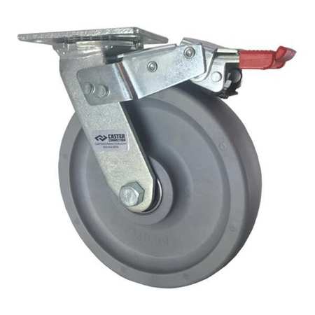 CC NYLEX Swivel Plate Caster, w/Brake, TotalLock, 8", Load Rating: 2000 lb. CDP-Z-226
