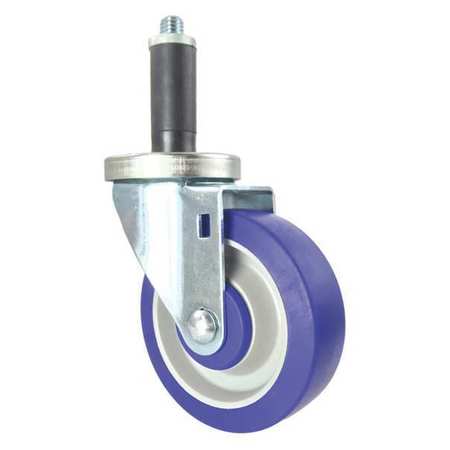 CC CREST Swivel Stem Caster, Blue Rubber, 4", Frame Finish: Zinc Plated CDP-Z-248