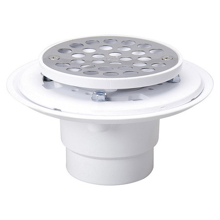 ZORO SELECT Shower Drain, Clamping, PVC, Plastic Lid 133-114