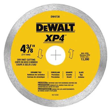 DEWALT 4-3/8" x .060" Porcelain Tile Blade Wet/Dry DW4738