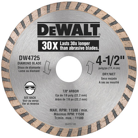 Dewalt 4-1/2" High Performance Diamond Masonry Blade - Bulk DW4725B