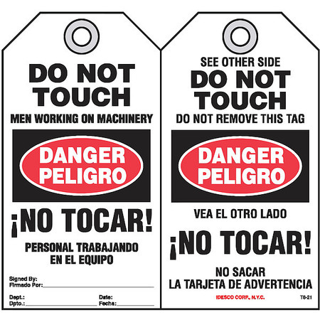 IDESCO SAFETY No Tocar Safety Tag, PK10 KAT821AC