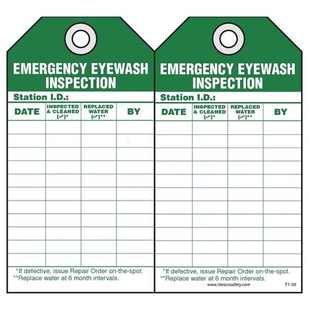 IDESCO SAFETY Emergency Eyewash Safety Tag, PK10 KAT159AC