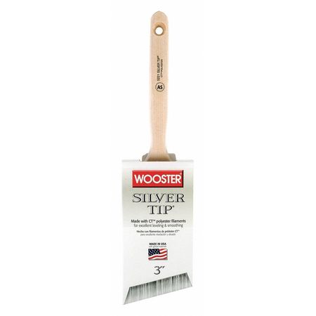 Wooster 3" Angle Sash Paint Brush, Silver CT Polyester Bristle, Wood Handle 5221-3