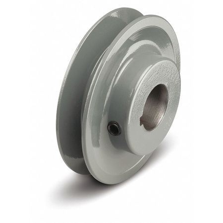 ZORO SELECT Standard V-Belt Pulley, Fixed Bore, Cast Iron, 1 Groove, 3.05 in Outside Dia AK3058