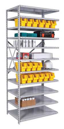 Hallowell Metal Antimicrobial Shelving, 24"D x 36"W x 87"H, 11 Shelves, Steel A451C-24PL-AM