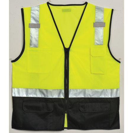 Kishigo Vest, BlackBottom, Class 2, Lime, L-XL 1509-L-XL