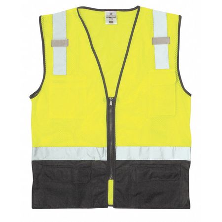 KISHIGO Vest, BlackBottom, Class 2, Lime, 4XL-5XL 1509-4X-5X