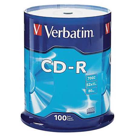 Verbatim CD-R Disc, 700 MB, 80 min, 52x, PK100 VER94554