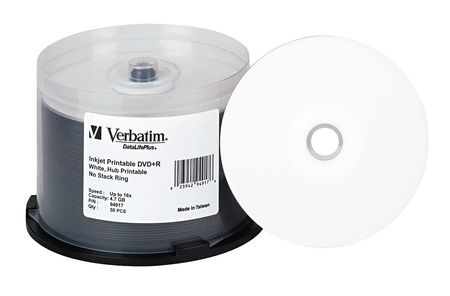 50 Pack Verbatim Dvd R Dvdr White Inkjet Hub Printable 16x 4 7gb 120min Blank Media Disc