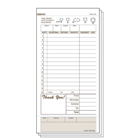 Daymark No Carbon Guest Check, 3 Part, Tan, PK8 ACR-T4997-3SP