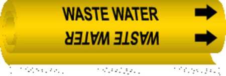 BRADY Pipe Marker, Waste Water, Y, 1/2 to1-3/8 In 5784-O