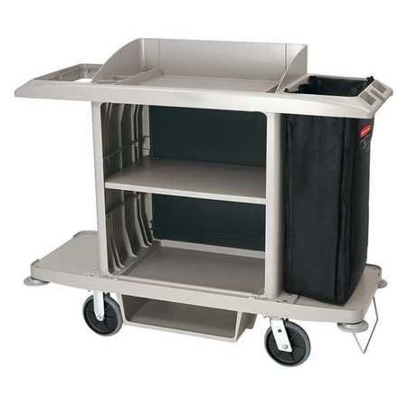 RUBBERMAID COMMERCIAL Housekeeping Cart, Gray, Polypropylene 1969596