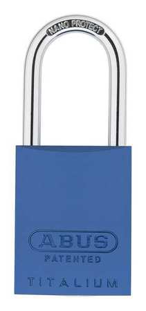 Abus Padlock, Keyed Alike, Long Shackle, Rectangular Aluminum Body, Steel Shackle, 1 in W 83AL/40 (300) KA Blue