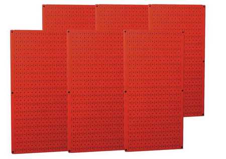Wall Control Pegboard Panel, Round 1/4 in Holes, 1 in Hole Spacing, 32 in H x 96 in W x 3/4 in D, Red 35-P-3296RD