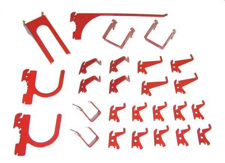 Wall Control Slotted Tool Board Hook Kit, 26 Piece, Red 35-K-DLXRD